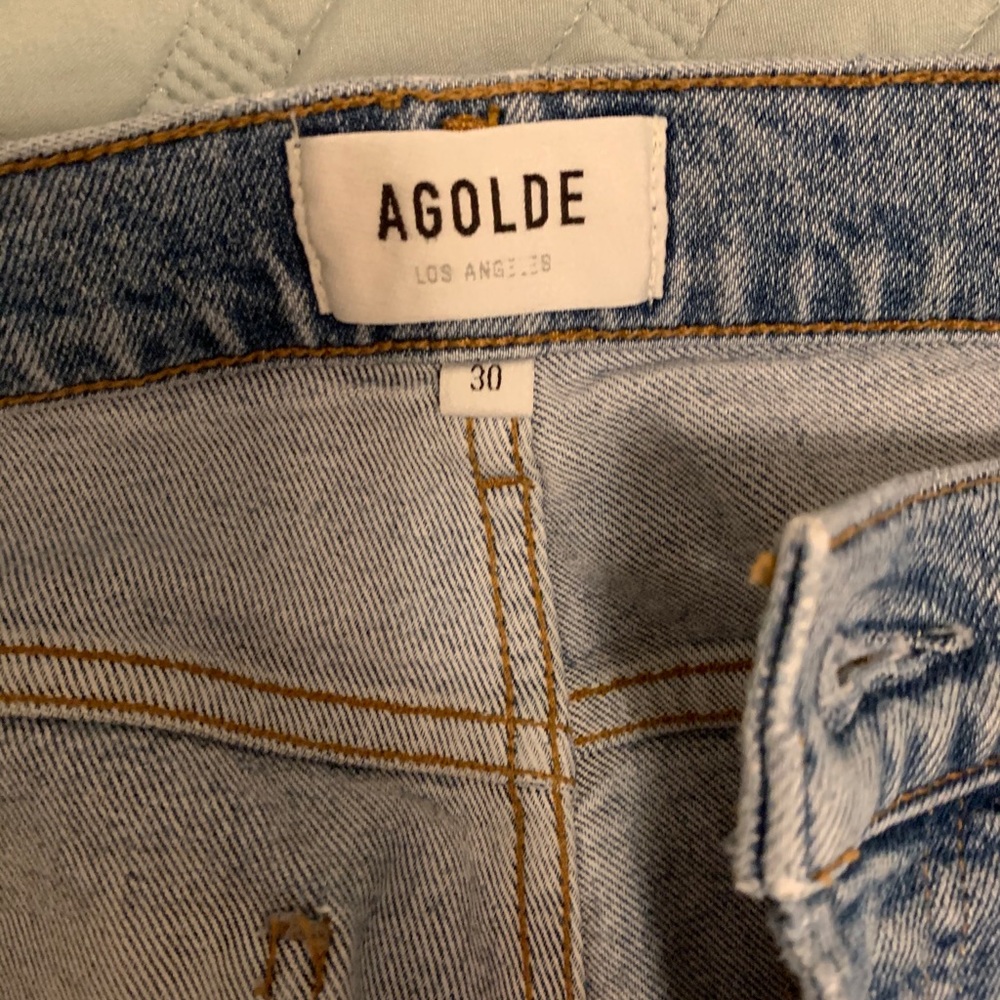 AGOLDE Light Wash Distressed Straight Leg Jeans - Picture 3 of 3